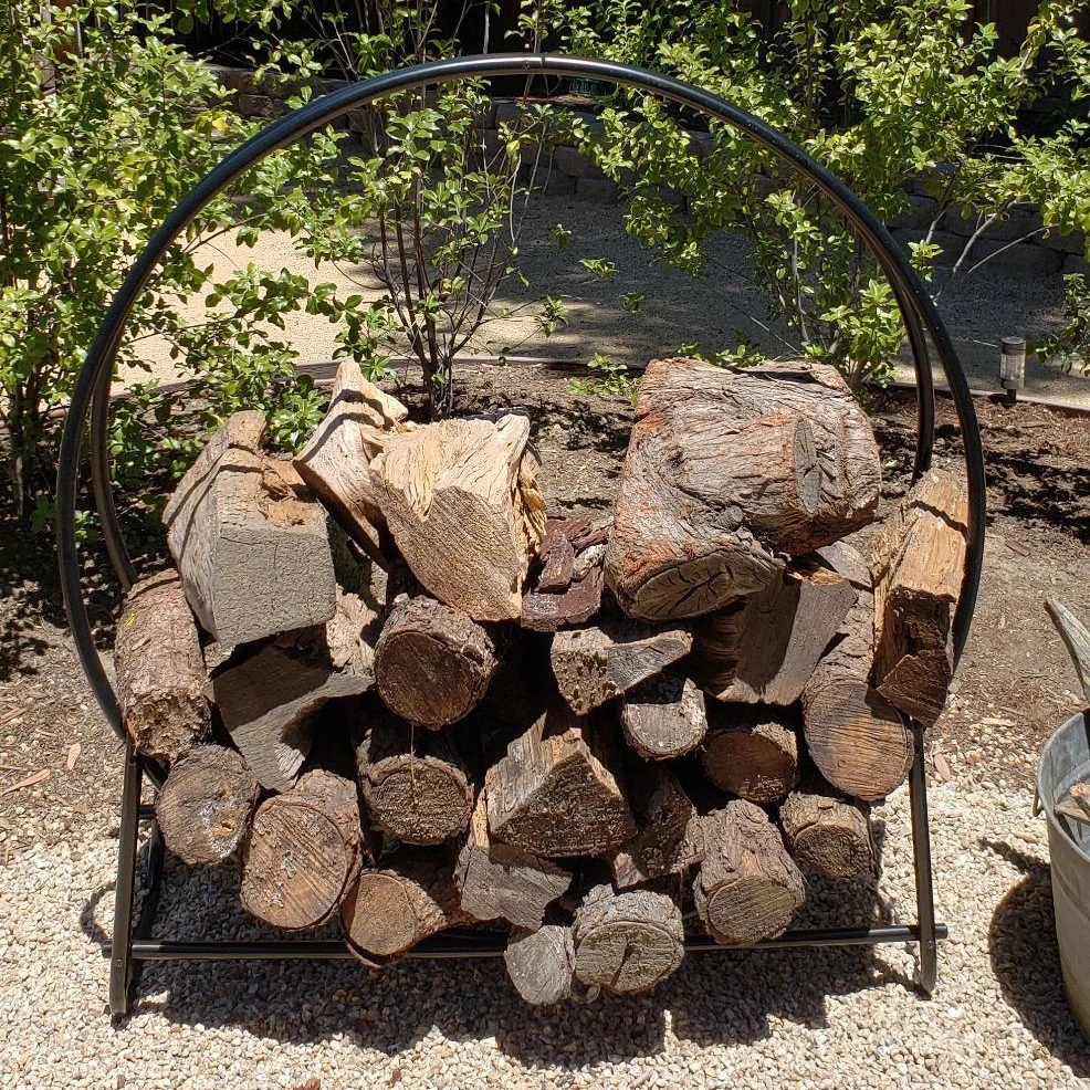 Steel Log Hoop Firewood holder hoop wood rack outdoor round heavy duty metal wood log storage rack