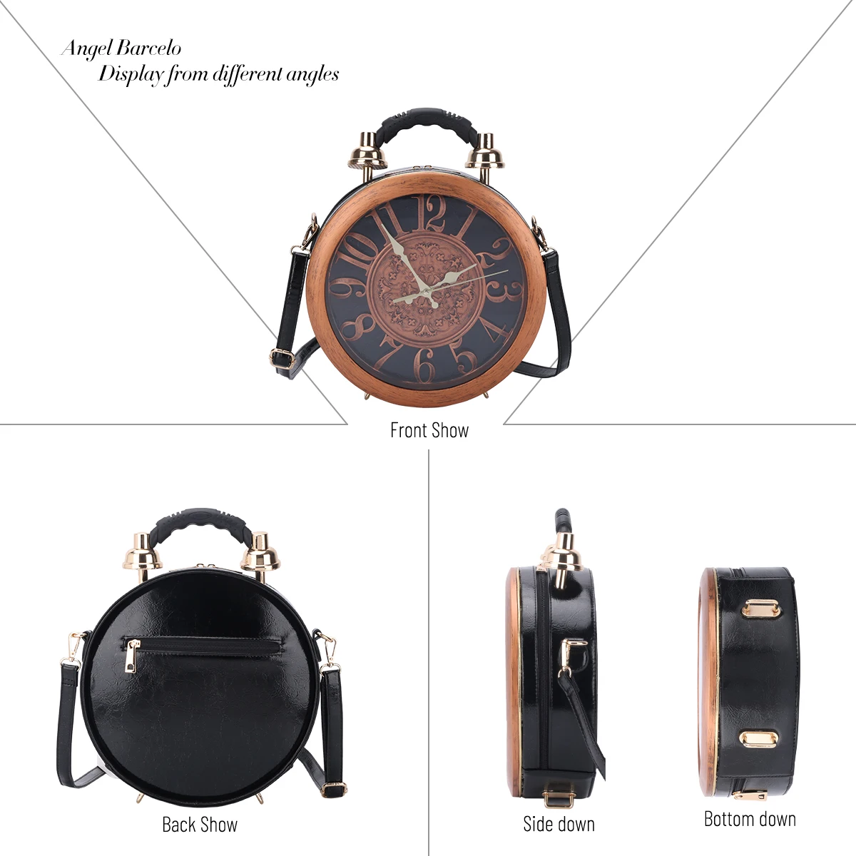 Angelbarcelo hot sales manufacturer fashion purse luxury clock round handbag girls mini shoulder bag 2021