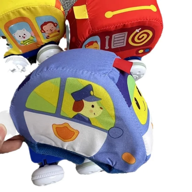 Promotion hot sale gift big car  New style Cartoon Cloth Pull Back Toy Car Baby Toys Soft For Sale