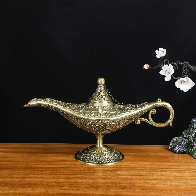 SHINNYGIFTS Thanksgiving Gift Home Decoration Ornaments Metal Arabian Style Magic Lamp Aladdin Lamp
