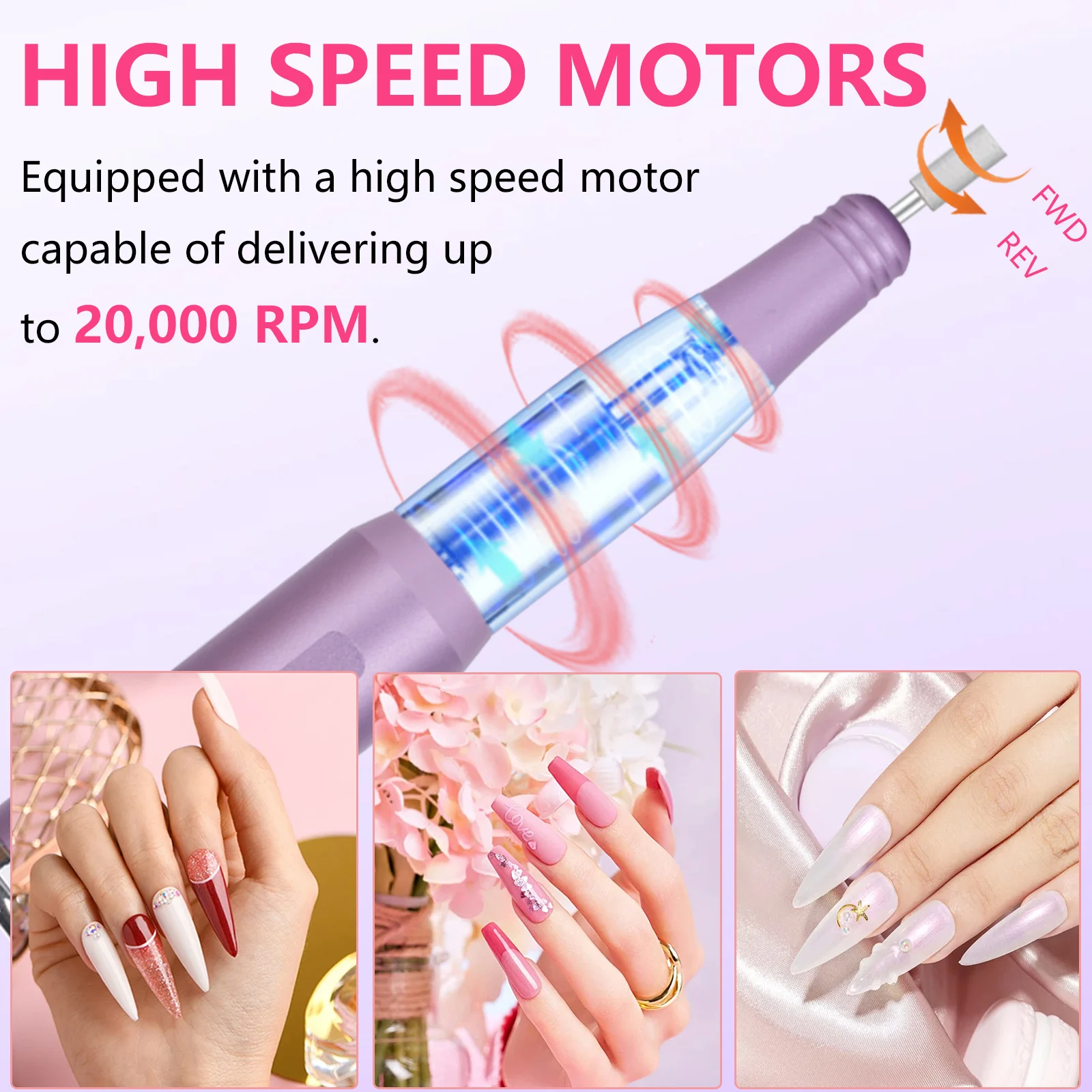 2024 High Quality Rechargeable Electric Nail Drill  20000RPM Nail Drill Machine Professional for home & Salon Use Nail File