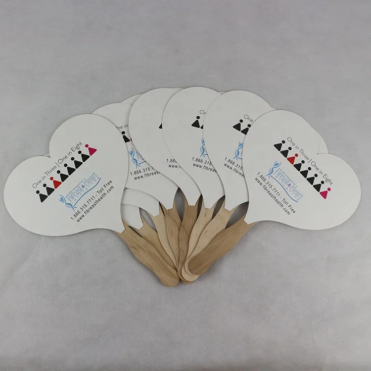 Wood Handle Promotion Customized Design Mini Paper Hand Fan