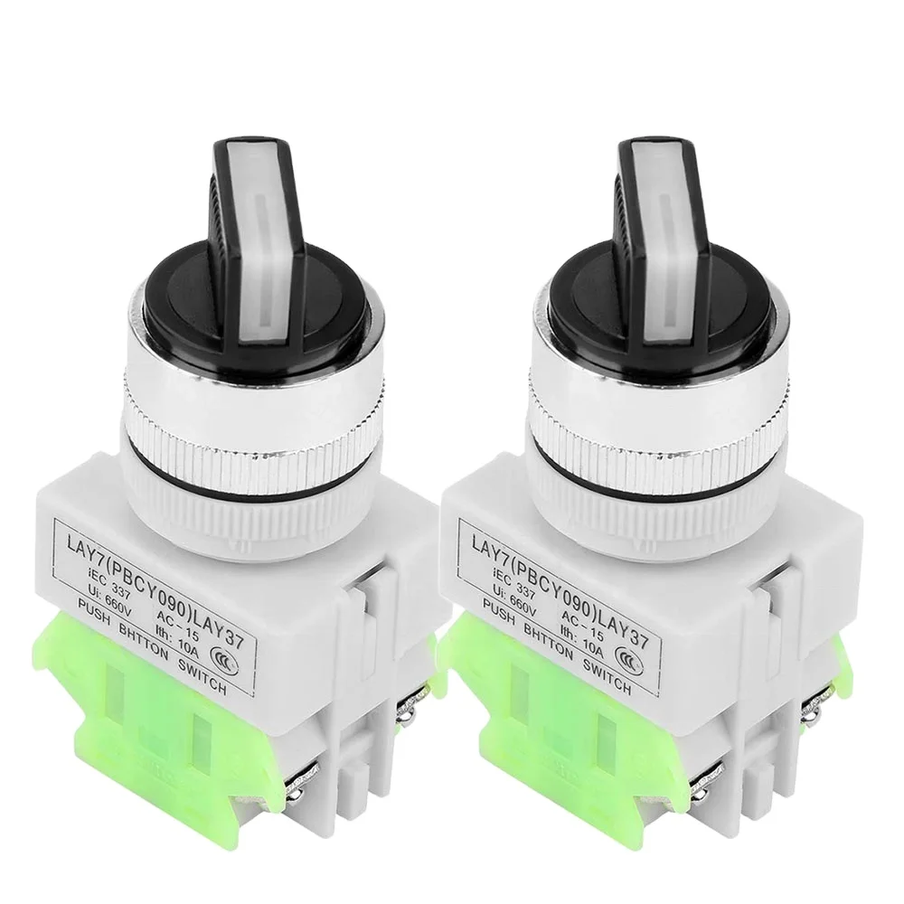 LAY7-20X13 2 Position Short Lever Selector 2No Rotary Head Big Plastic Push Button Switch
