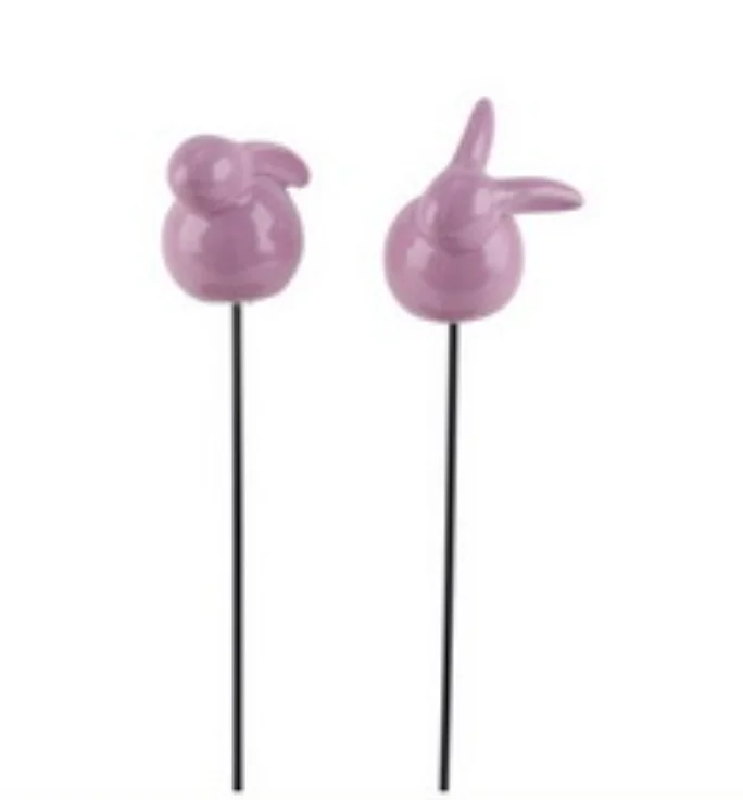 Easter decorations Pink ceramic rabbit table top decoration