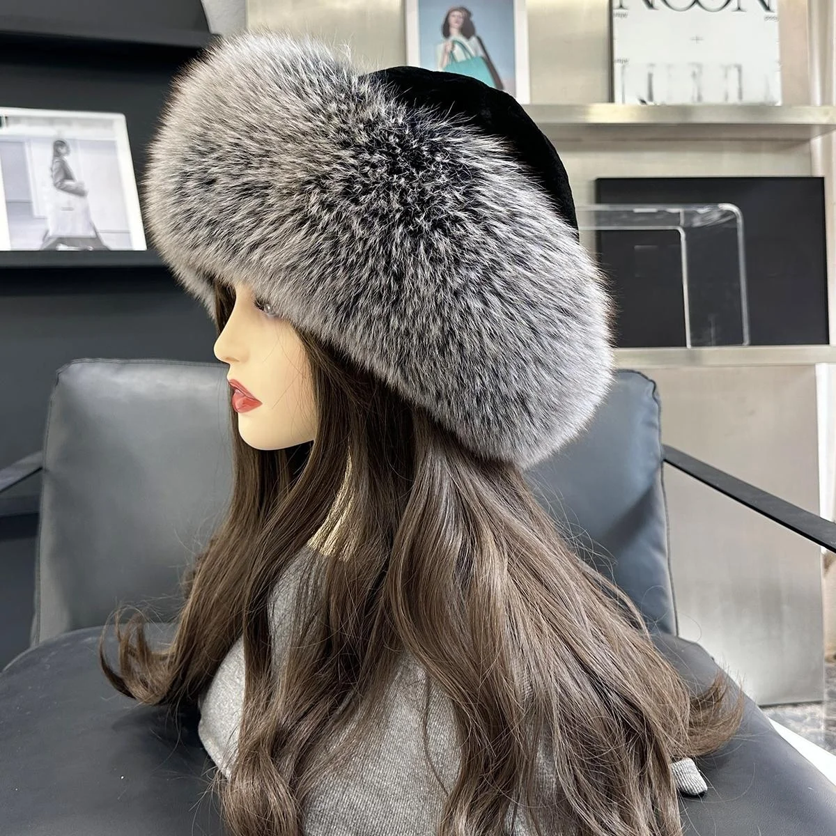 custom New Winter Rabbit Fur Bucket Hats For Women Solid Color Thick Warm Panama Bob Fisherman fox fur Hat