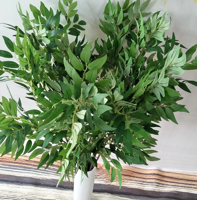 FC7508 Factory supplied green silk artificial willow leaf for decoration