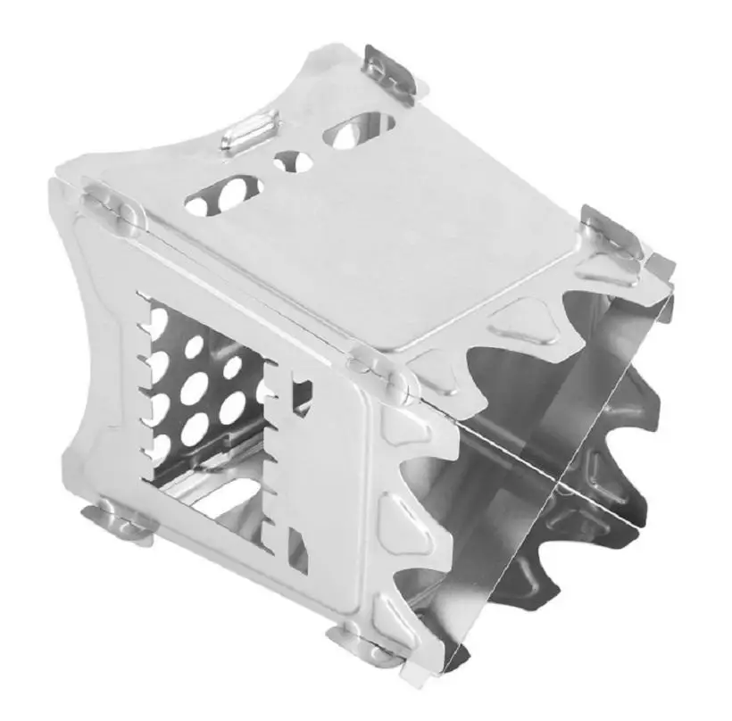 Ultralight Portable Stainless Steel Folding Stove Backpacking Wood Burning Collapsible Grill for Hiking Camping