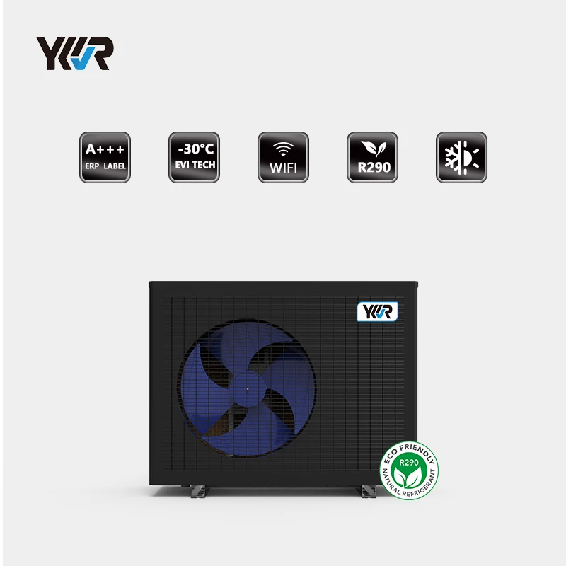 High COP R290 Air to Water DC Inverter EVI Heat Pump Water Heater Pump Electric Stainless Steel Laser Printing Wall Mounted YKR
