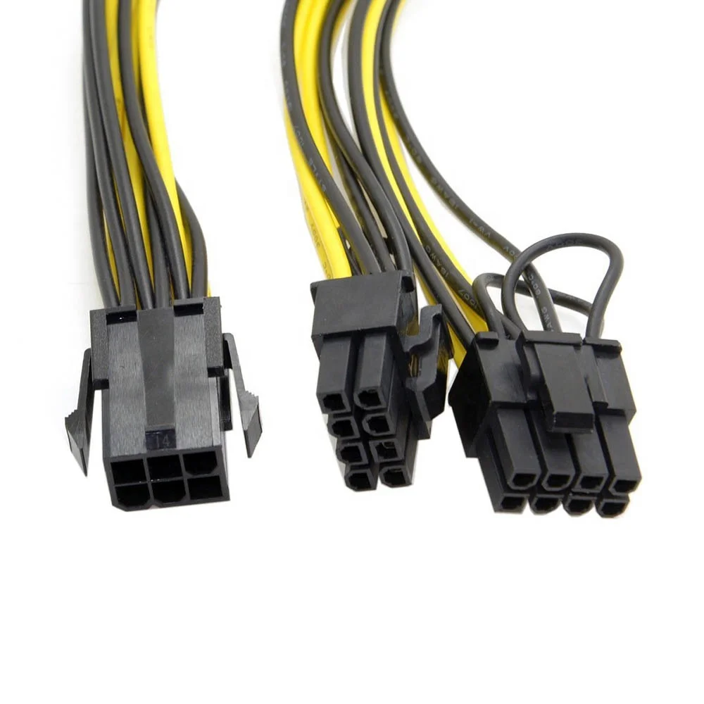  Графический разветвитель GPU PCI-e 6 pin в 2x(6 + 2)pin кабель питания Y для BTC Miner ver 900s