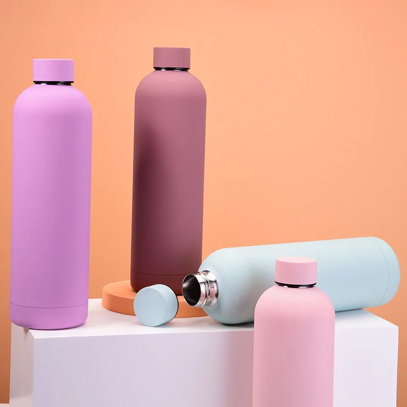 1000ML Double-layer Stainless Steel Insulated Bottle Large Capacity Outdoor Sports Rubber Paint Frosted Water Bottle