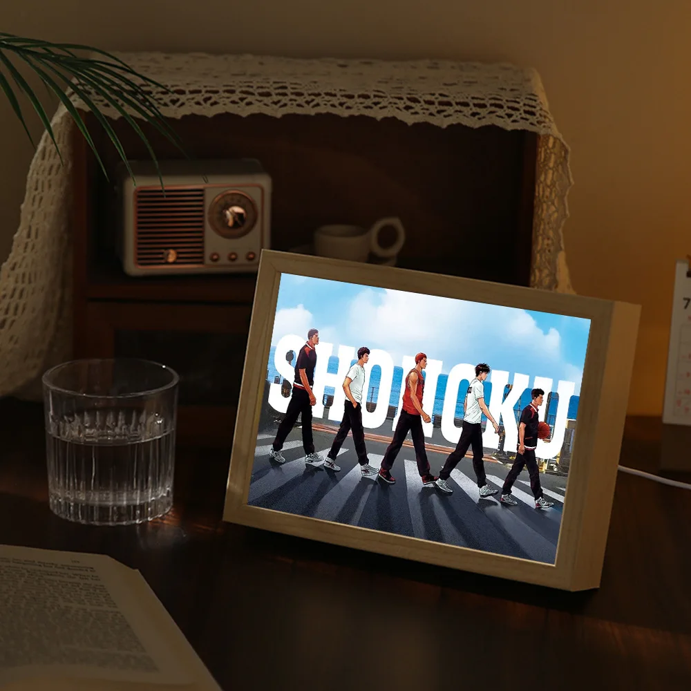 Novelty Gift Led Light Up Painting Frame Table Lamp 3d Wood Cartoon Anime Picture Photo Frame Box Novelty Night Light Home Decor