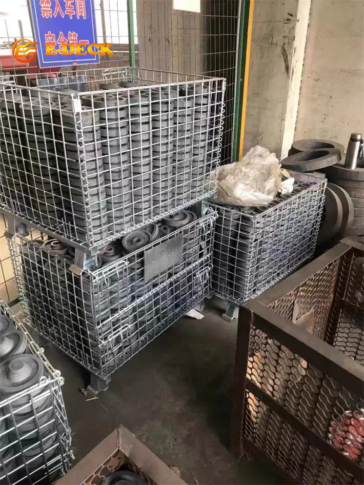 Industrial Hot Zinc Stackable Storage Forklift Metal Steel Foldable Wire Basket