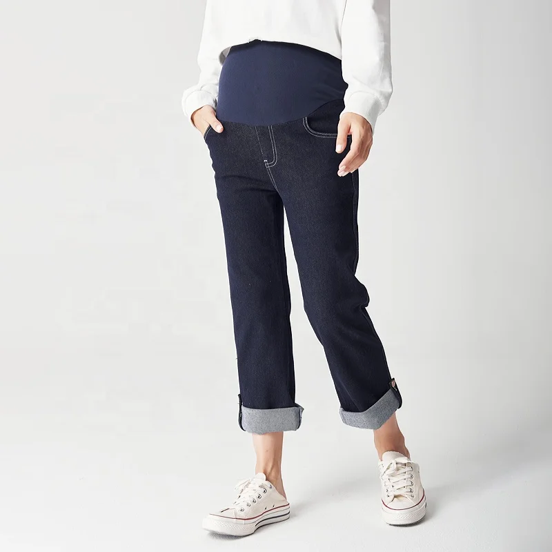 Fashion Elastic Pants Pregnancy Denim Clothes Pregnant Women Belly Trousers Maternity Jeans Pregnant