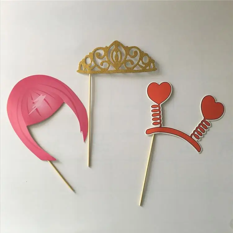 22PCS/Set Glitter Wedding Photo Props Bottle Mask Lipstick Beard Glasses Bridal Party Supplies