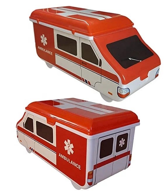 Cartoon ambulance car beauty design medical emergency kit  first aid kit travel set