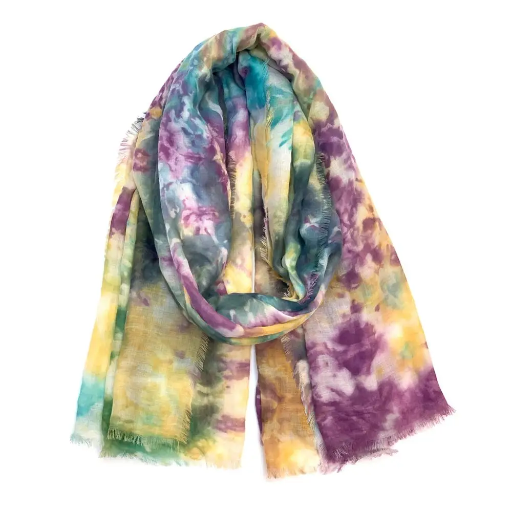 HOT fashion spring and summer one tie dye fashion disgen for OEM women viscose scarves and shawls