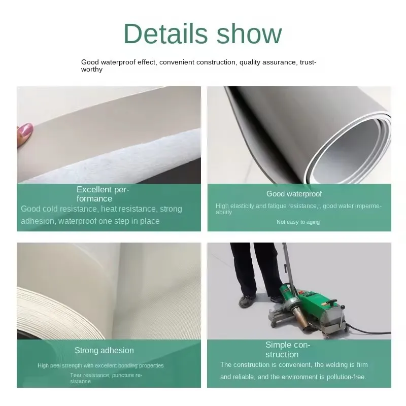 Плоская крыша ПВХ гидроизоляционные материалы рулонные выходы армированный водонепроницаемая мембрана строительный материал