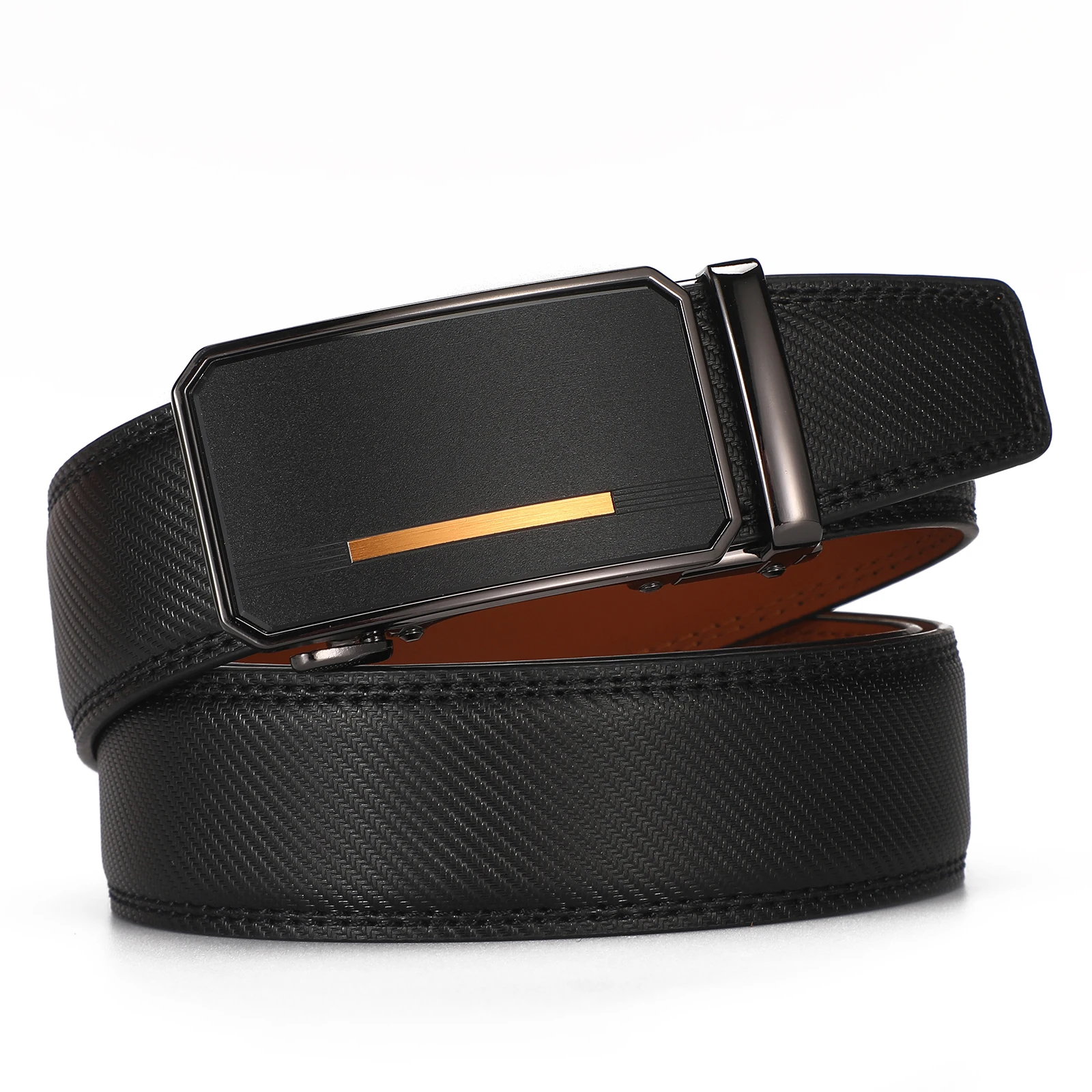 BTG Genuine Cowhide Leather Dress Belt Wholesale Custom Automatic Click Slide Buckle Alloy Material for Jeans Use for Cowboys