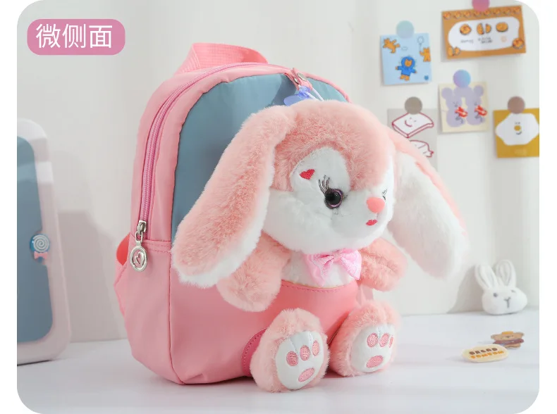 2023 Manufacturer Wholesale Cute Cartoon Doll Pink Rabbit Plush Small Backpack Animal Toy School Bags