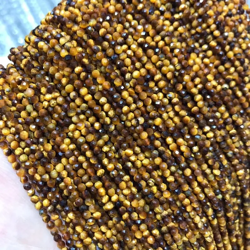 wholesale 2mm 3mm 4mm faceted tiger eye beads bracelet semi-precious gemstone beads for bracelet making jewelry making