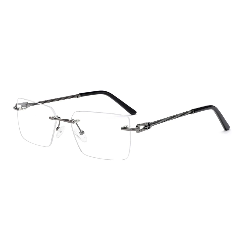 2024 hot selling product trendy metal frames for eye glasses square optics men women wholesale rimless glasses