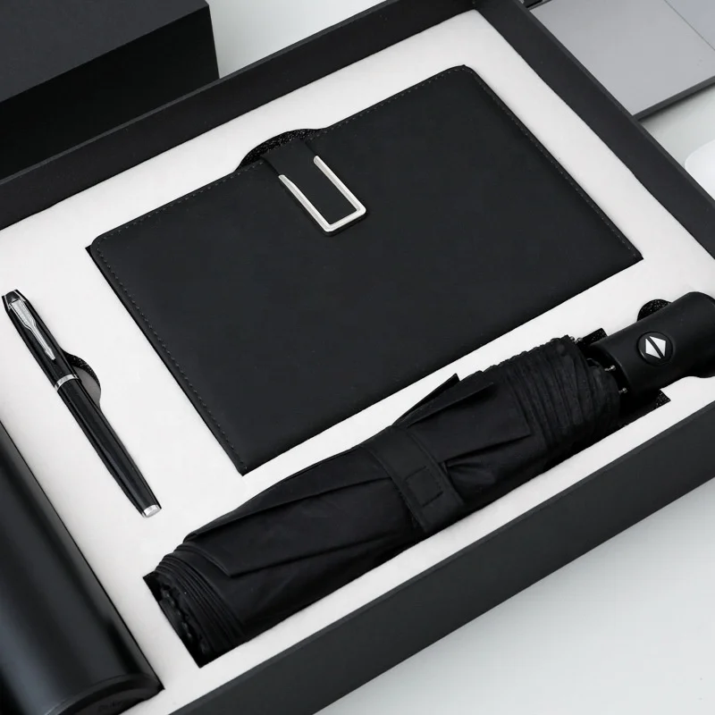 Hot Corporate Gift Box Set Smart Thermos Cup Umbrella A5 Hardcover Notebook Custom logo Meeting Items Luxury Business Gift Set