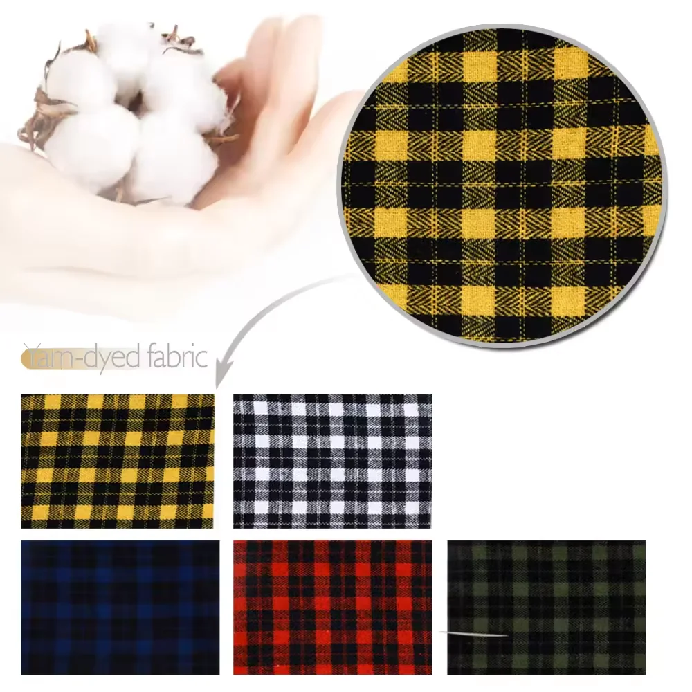 100 Organic Cotton Fabric By The Meter Checks Fabric 100% Cotton Fabrics For Clothing Cotton