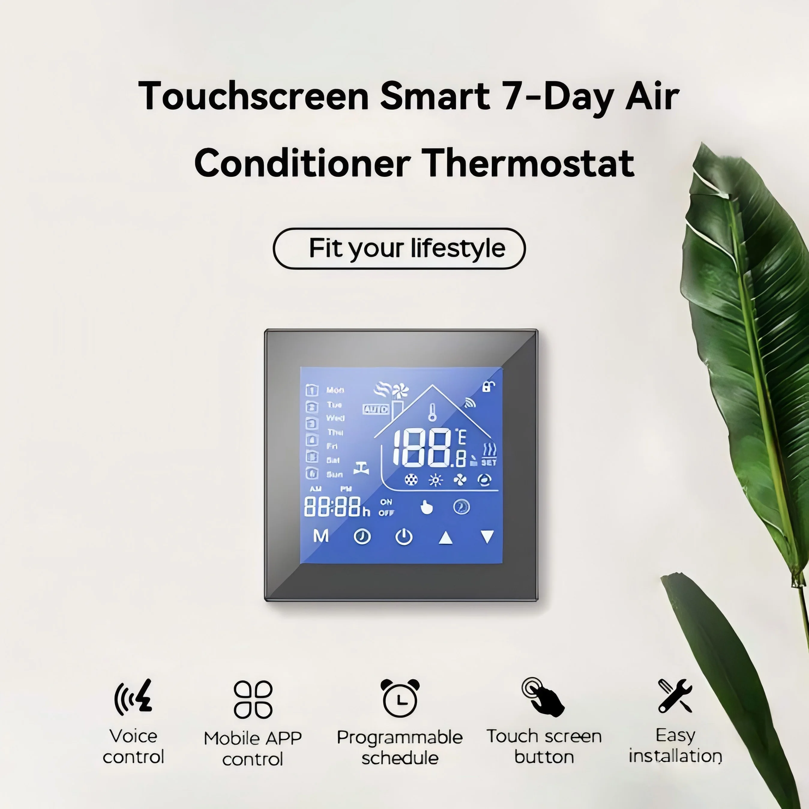 Tuya Smart WiFi HVAC Air Conditioner with Modern Design 240V Wireless Cooling Device Built-In Room Thermostat for Home Apartment
