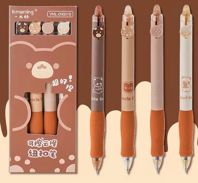 Kawaii Канцелярский набор маленький медведь 0 5 мм черные чернила стираемые гелевые ручки Школьные Инструменты для письма моющиеся волшебная ручка