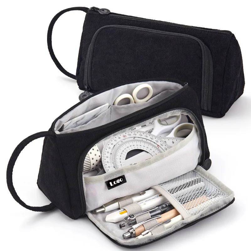 Large Capacity Pencil Bag Double Zippers Pen Bag with Compartments Pencil Pouch Pencil Case for School Students