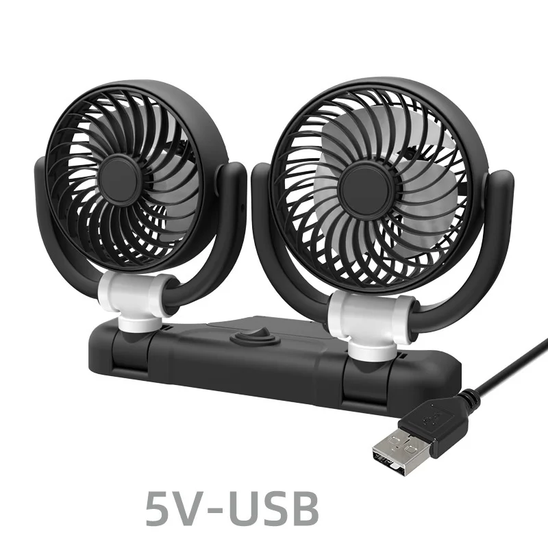 Summer 12 24 volt double head rotatable adjustable car air cooling fans fan