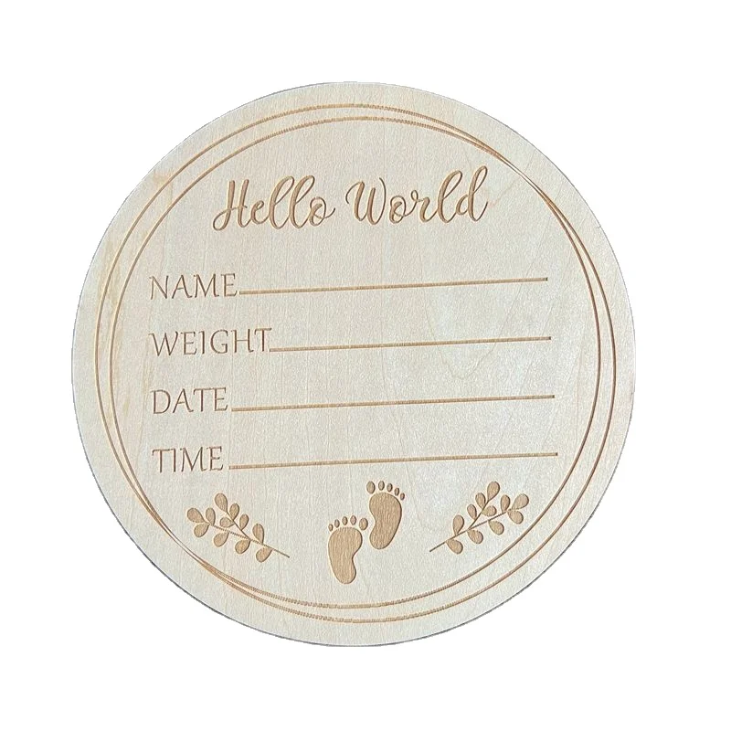 Hello World Wooden Card Newborn Growth Record Card Newborn Baby Age Achievement Milestone Card
