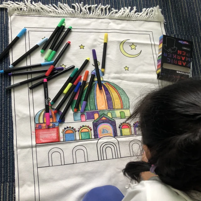 2022 Hot Selling Muslim Children Painting Mat Islamic Kids Prayer Coloring Mat for Kids Gifts Novelty Customized Logo OEM 50pcs