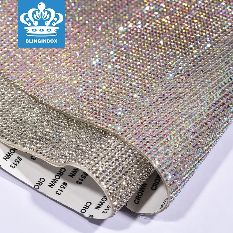 Завод Blinginbox оптовая продажа 24*40 см SS6 самоклеящиеся стразы сетчатые кристаллы и AB лист для DIY чашки