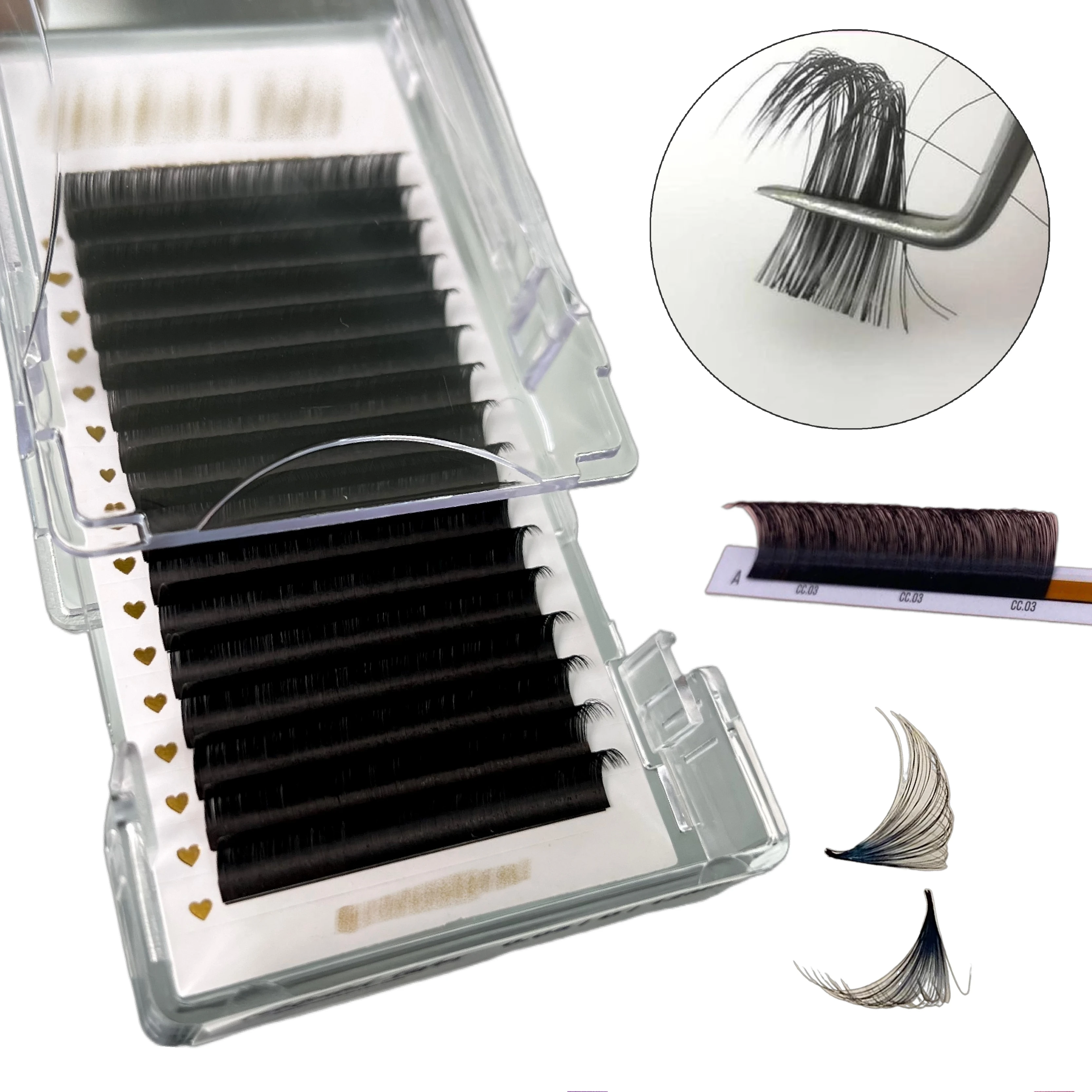 Customized Package Lash Trays Individual Lashes Silk Faux Mink Eyelash Extensions C CC D DD L M curl cashmere lash extensions