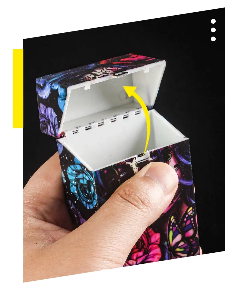 custom portable candy assorted Painted designs 85mm 110mm fancy 20 cigarettes skull pop up plastic cigarette smoking box