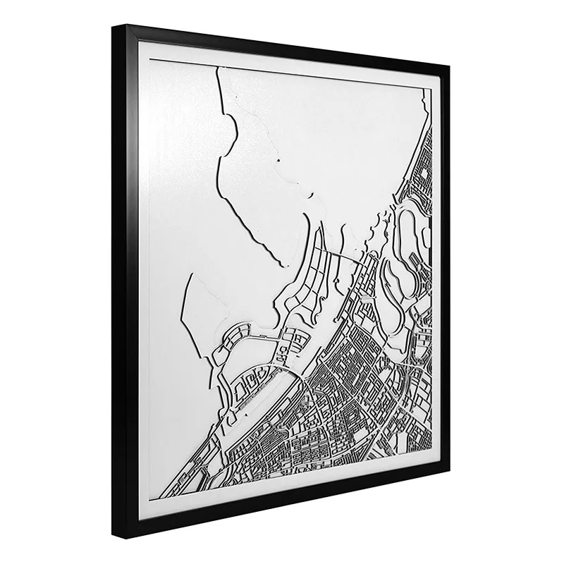 Laser cutting 3d designed Wall Painting City Map Home Decor Painting