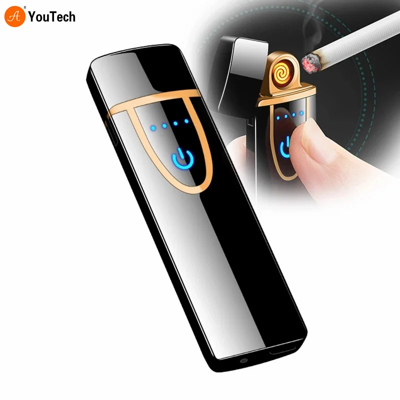 Портативные USB электрические Зажигалки ветрозащитные перезаряжаемые сенсорные аксессуары для сигарет электрическая зажигалка