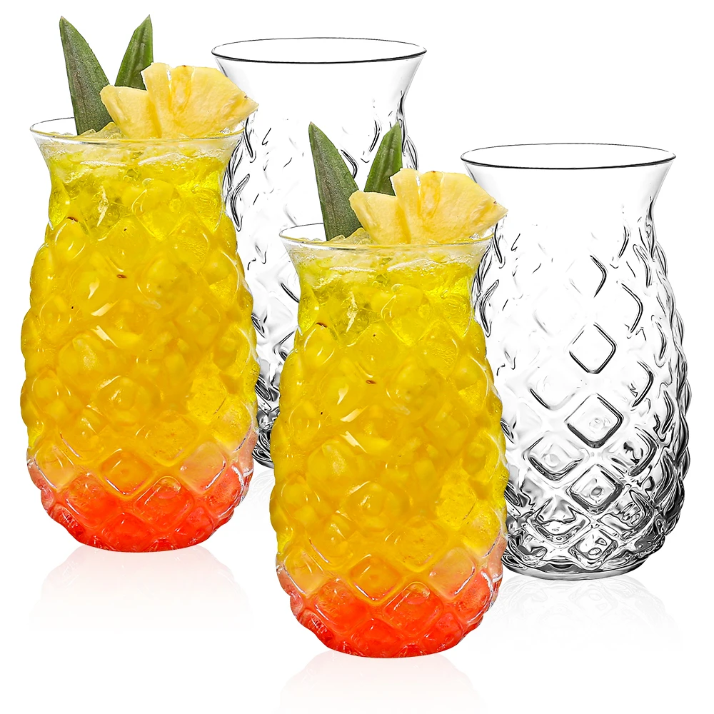 Креативная стеклянная чашка Tiki в форме ананаса прозрачная посуда для коктейлей
