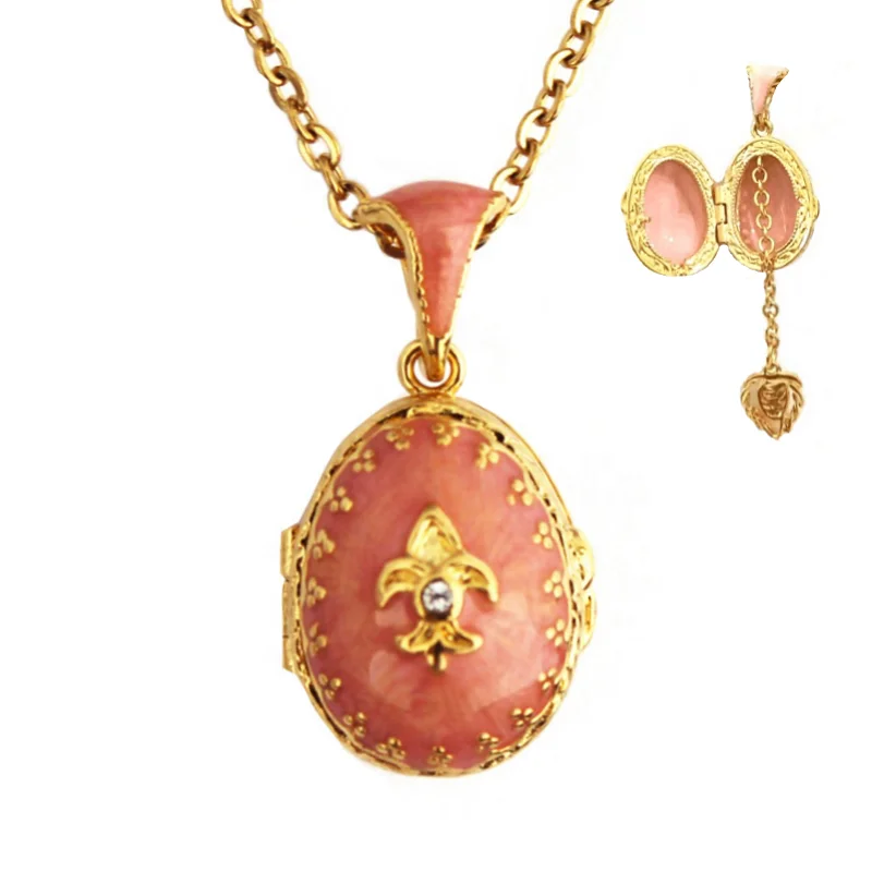 Розовая эмалированная подвеска Lucky Подарочная в форме яйца faberge розового цвета для лучшего друга
