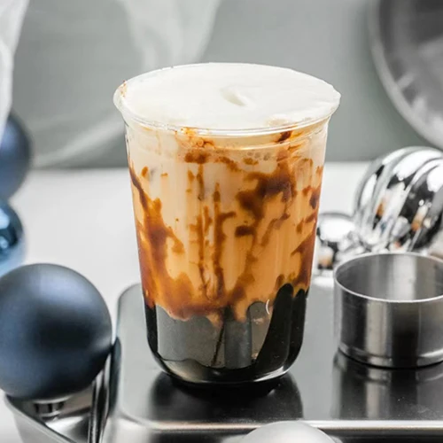 16oz 500ml Wholesale PET/PLA 90mm disposable Plastic Customization logo U shape cup for ice cream Cups 16oz