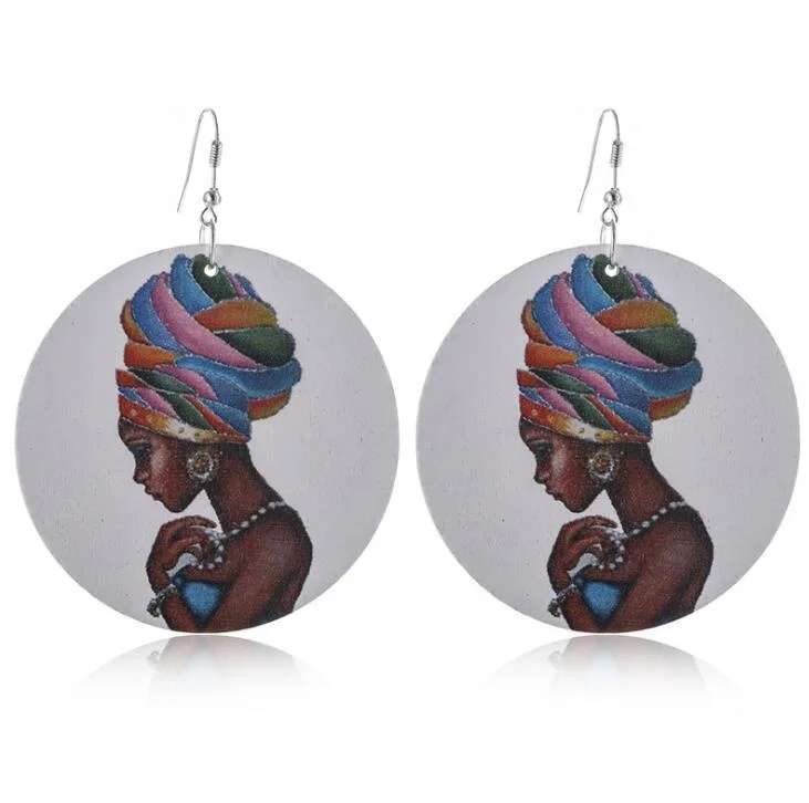 Multi Styles Free Choice Fashion Round Wood Earrings Africa, Wooden African Black Girl Earrings