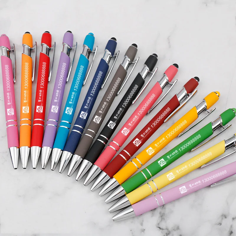 LISEN Soft Surface Promotional Metal Rubberized Ballpoint Pen Aluminum Touch Stylus Logos Pen With Custom Engraved