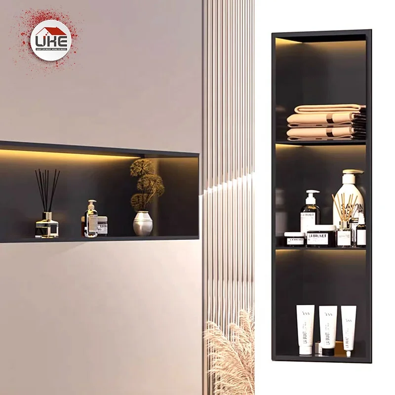 Stainless Steel Niche Insert Wall Mounted Stainless Steel Brushed Polished Bathroom Shower Shelf Storage Cabinet Niches