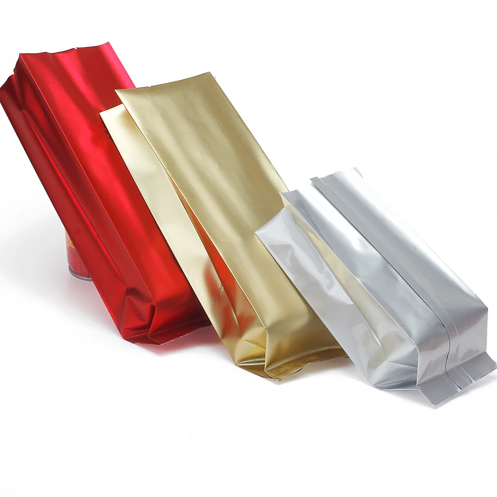 Free sample custom red black blue color print metalized side gusset coffee bag with valve