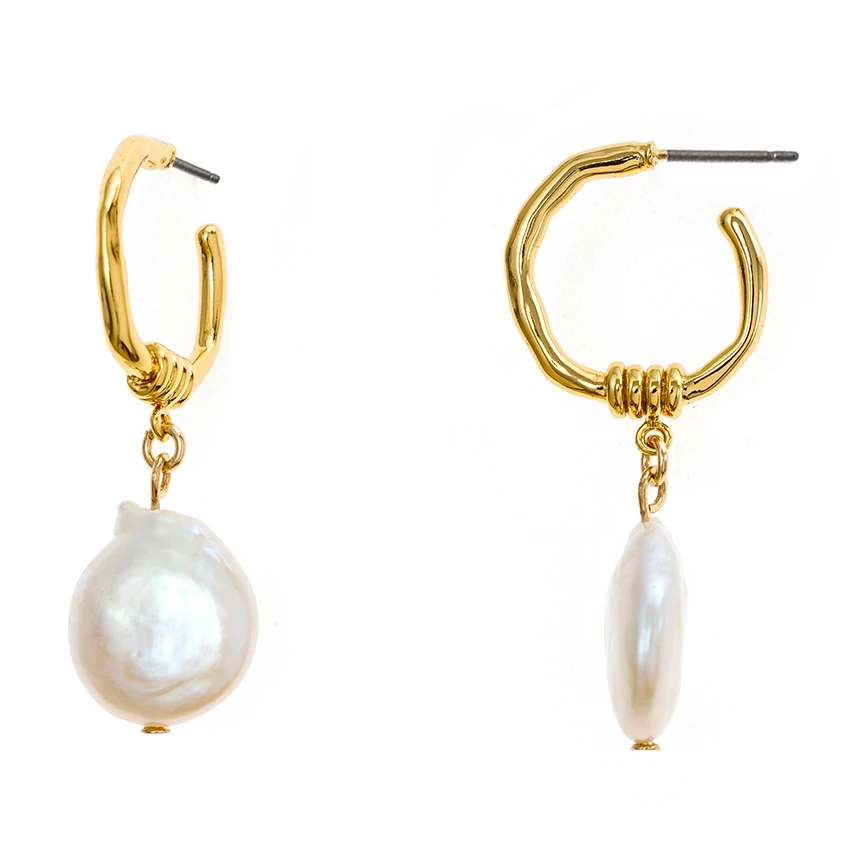 genuine freshwater genuine freshwater gold plated baroque pearl drop earrings