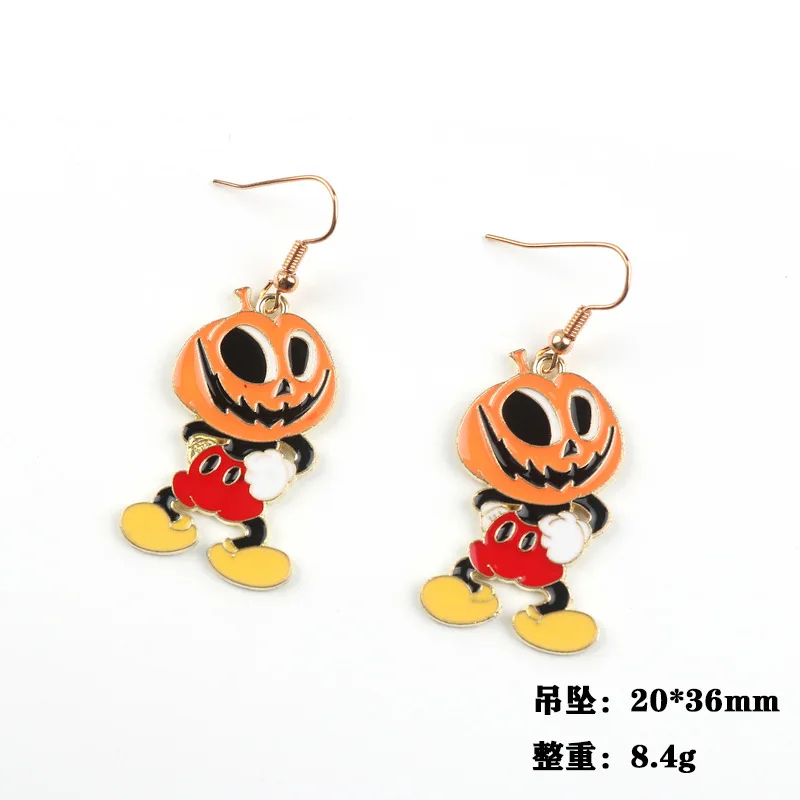 Popular Cartoon Mickey Stainless Steel Earring Wholesale Gold Plated Stainless Earring Enamel Disney Halloween Earrings for Kid