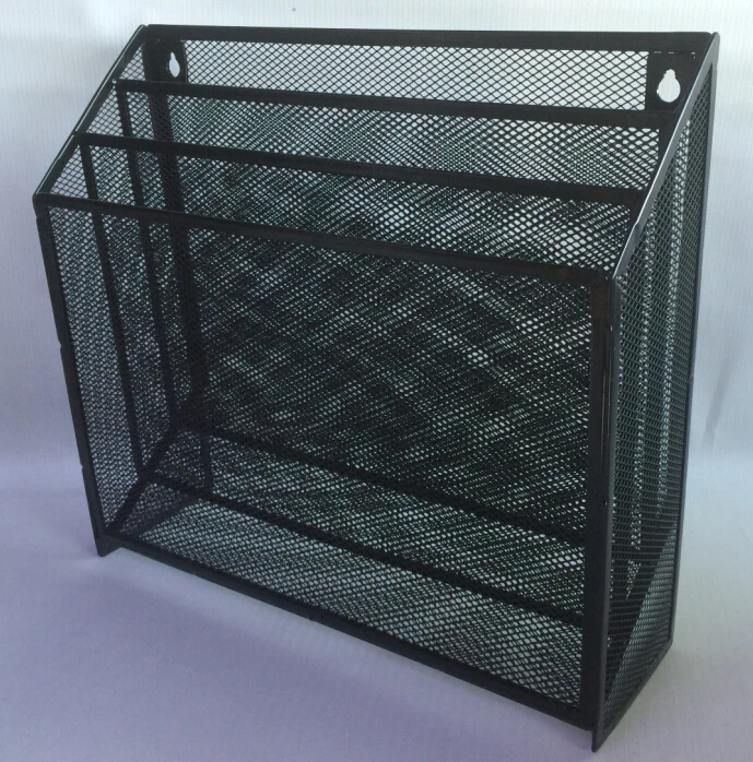 Foska 3-Tier Metal Iron Black File Desk Organizer for Home Office & School Mesh Letter Storage Holder with Tray