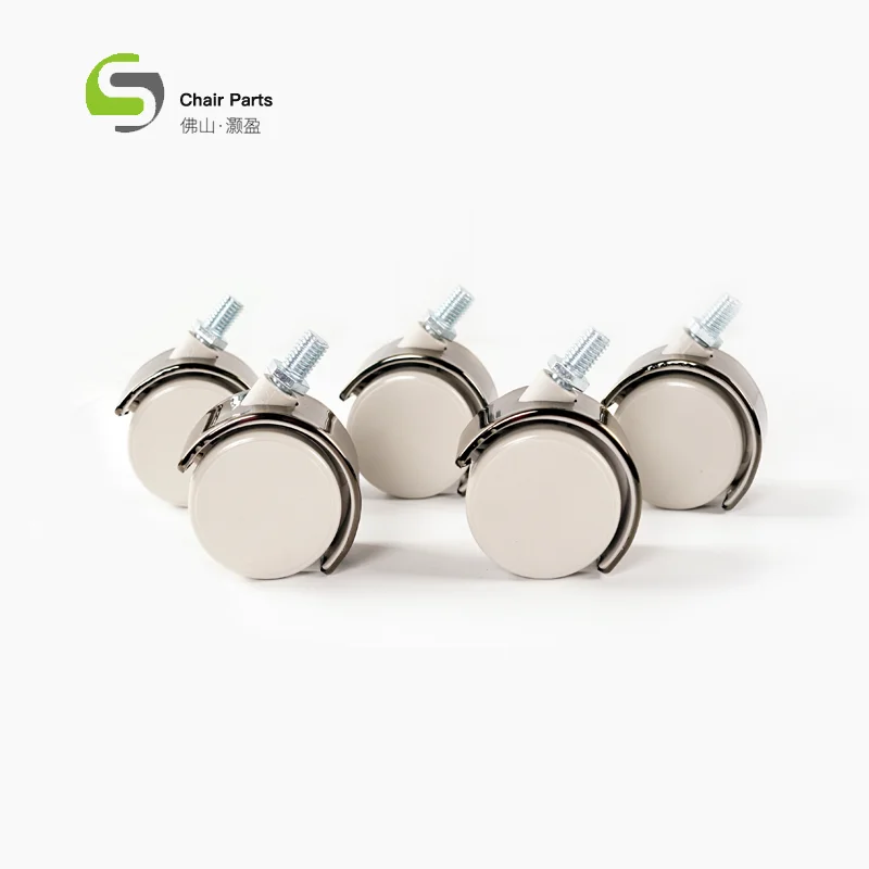 manufacture Golden Brushed Furniture Caster 50MM PU Heavy Duty Thread Pin Castor Wheels Without Brake