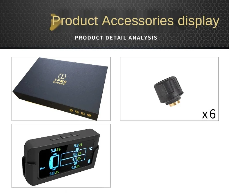 Беспроводная система контроля давления в шинах на солнечных батареях 0-15 кг с внешним датчиком давления в шинах 24 В